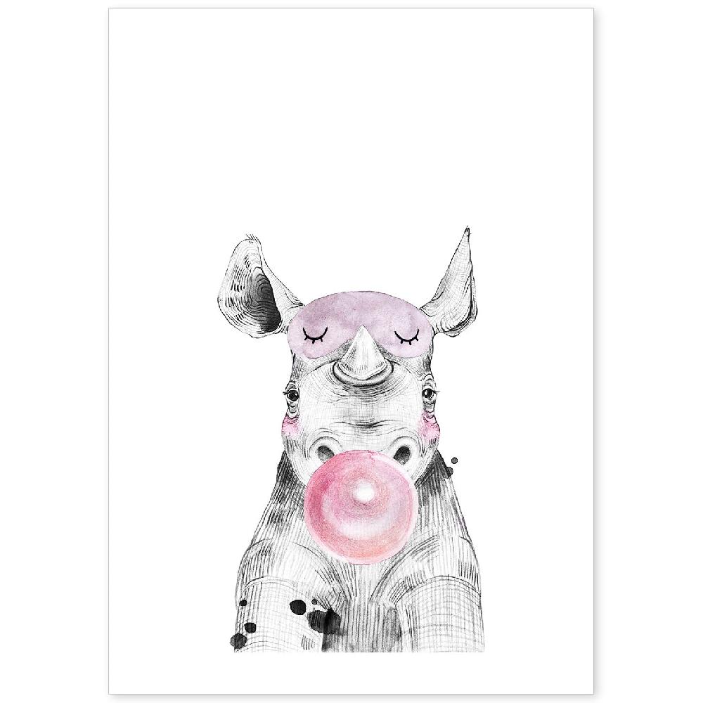 nacnic Lámina Infantil de Rinoceronte con Chicle