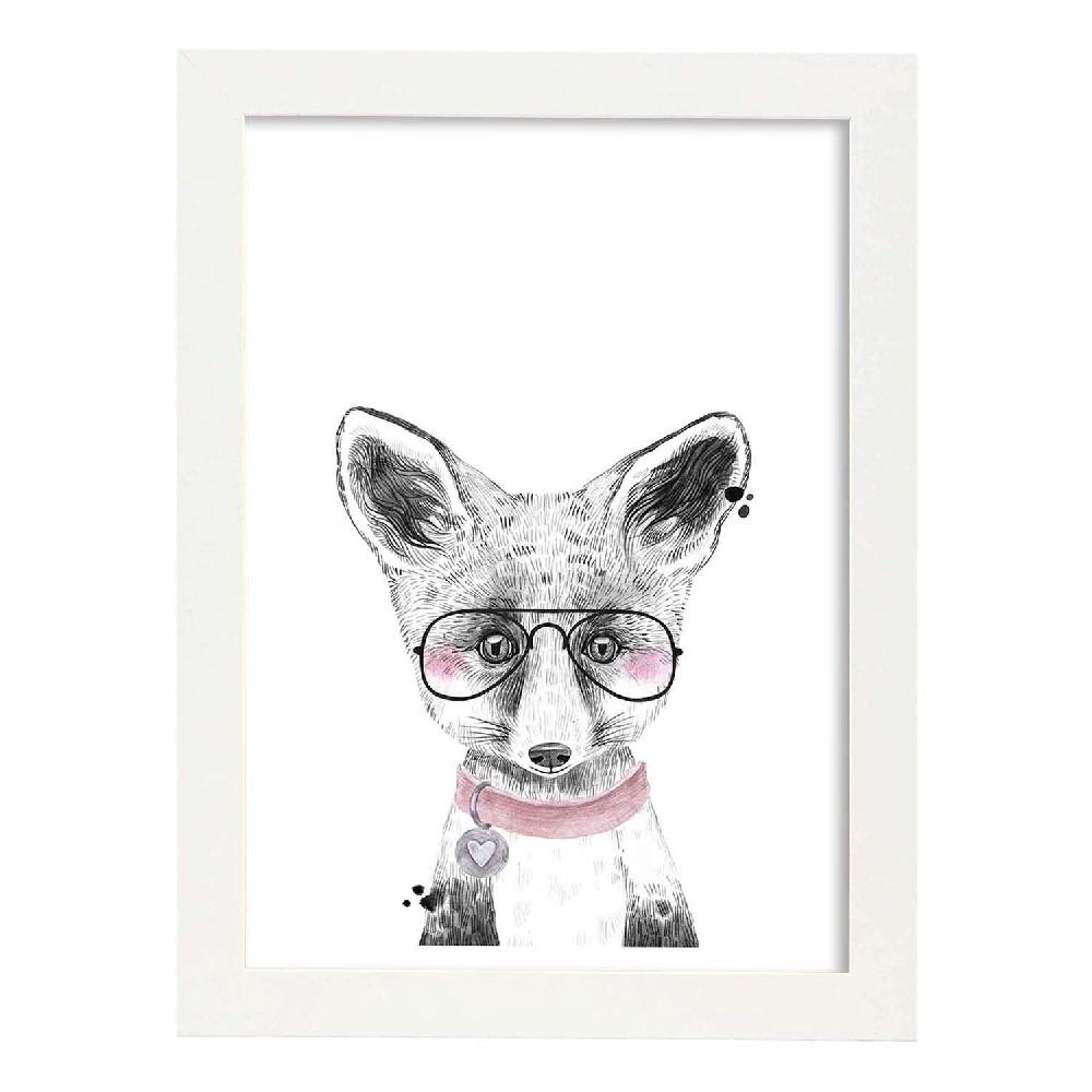 Nacnic Lámina Infantil De Zorro Con Gafas Y Collar