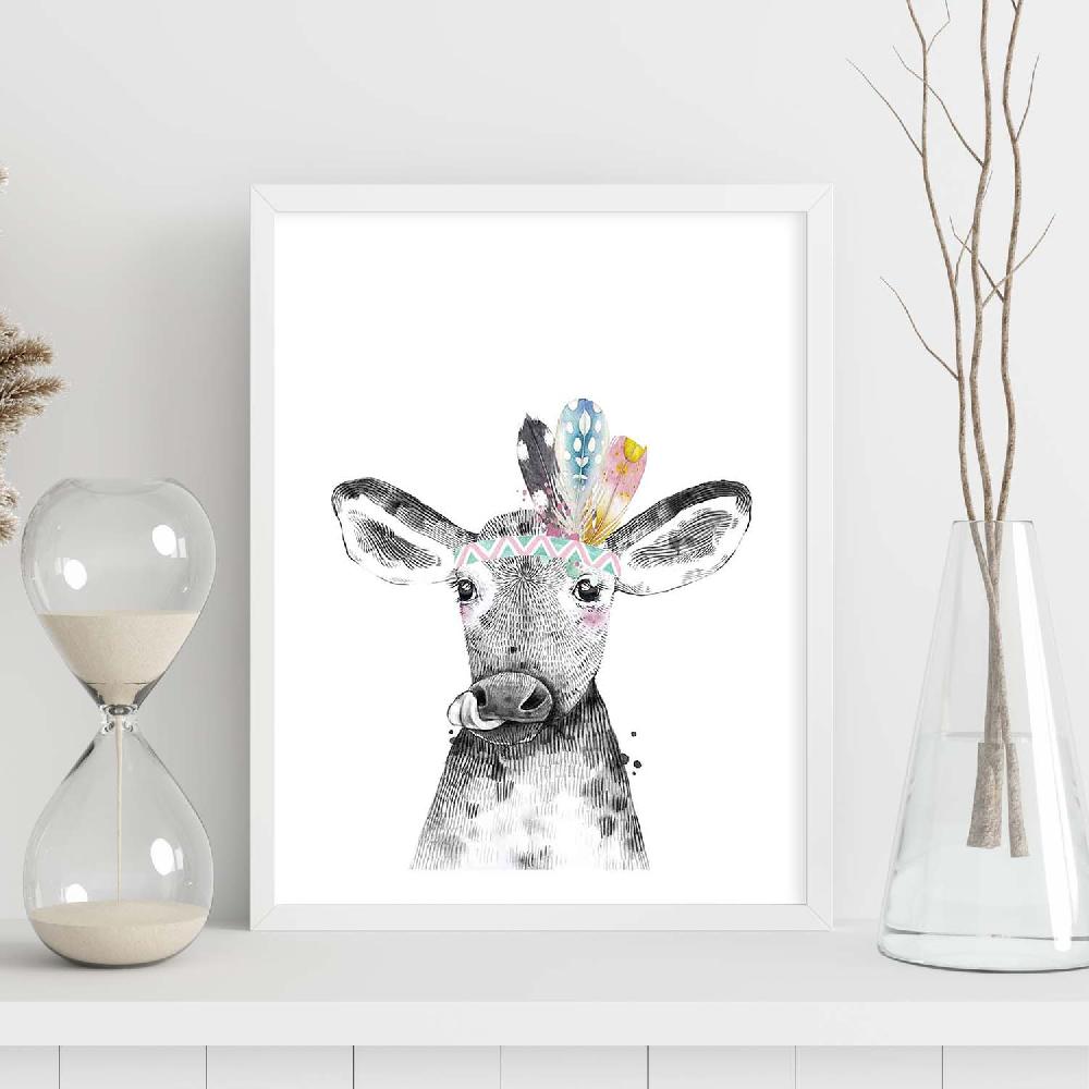 Nacnic Lámina Infantil Vaca Con Plumas