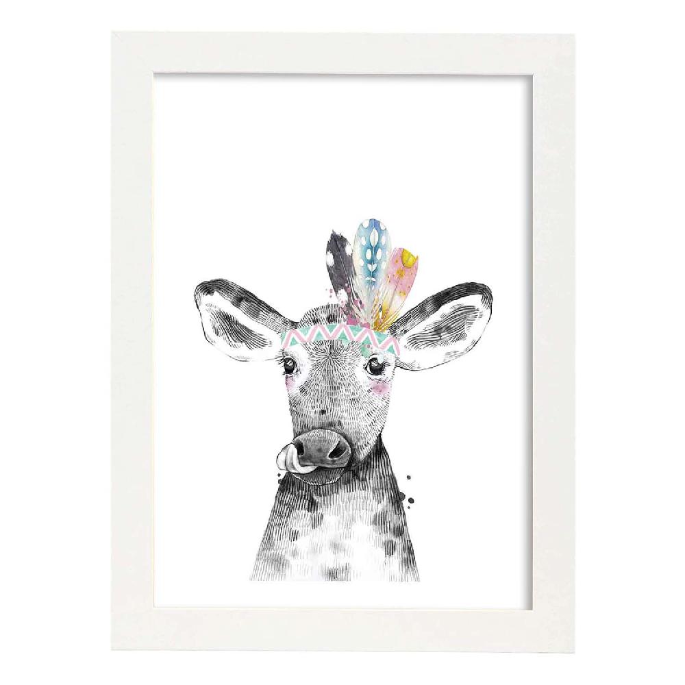 Nacnic Lámina Infantil Vaca Con Plumas