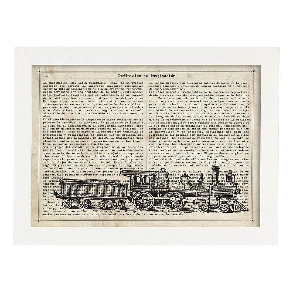 Nacnic Lámina Locomotora Y Objetos Vintage