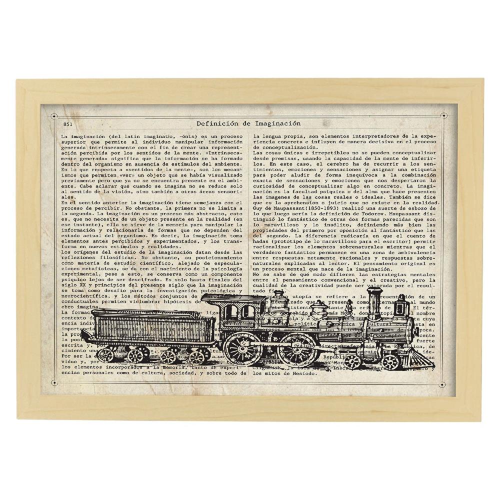 Nacnic Lámina Locomotora Y Objetos Vintage