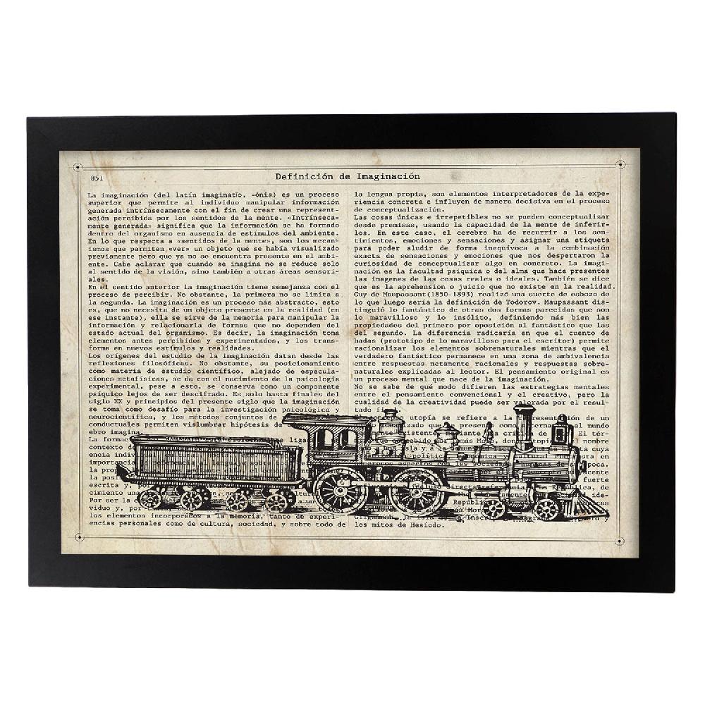 Nacnic Lámina Locomotora Y Objetos Vintage