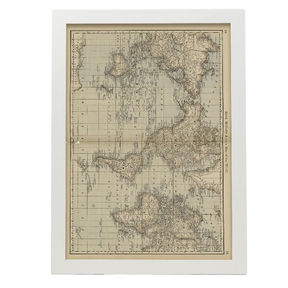 Nacnic Lámina Mapa Del Mundo Rand McNally 1887