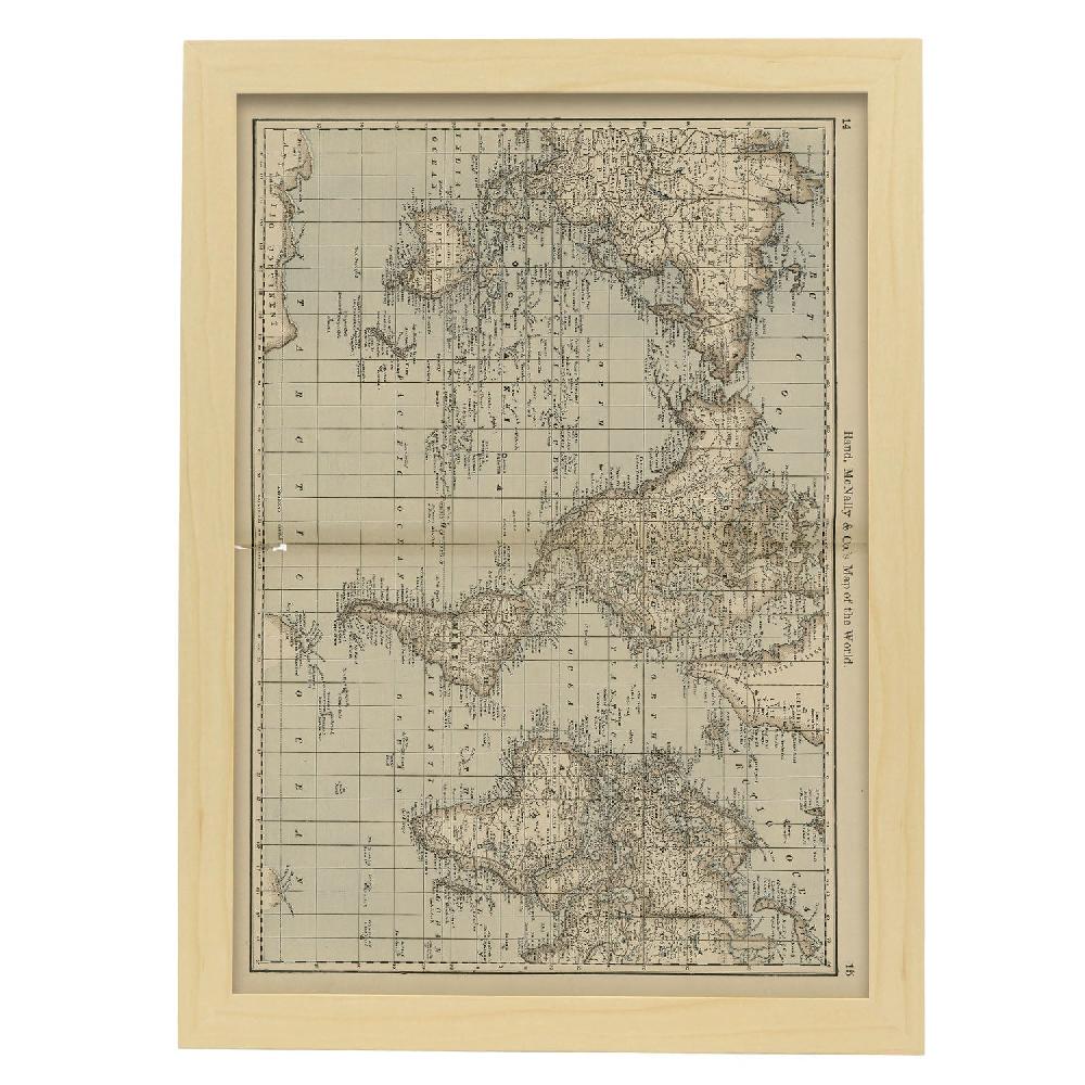 Nacnic Lámina Mapa Del Mundo Rand McNally 1887