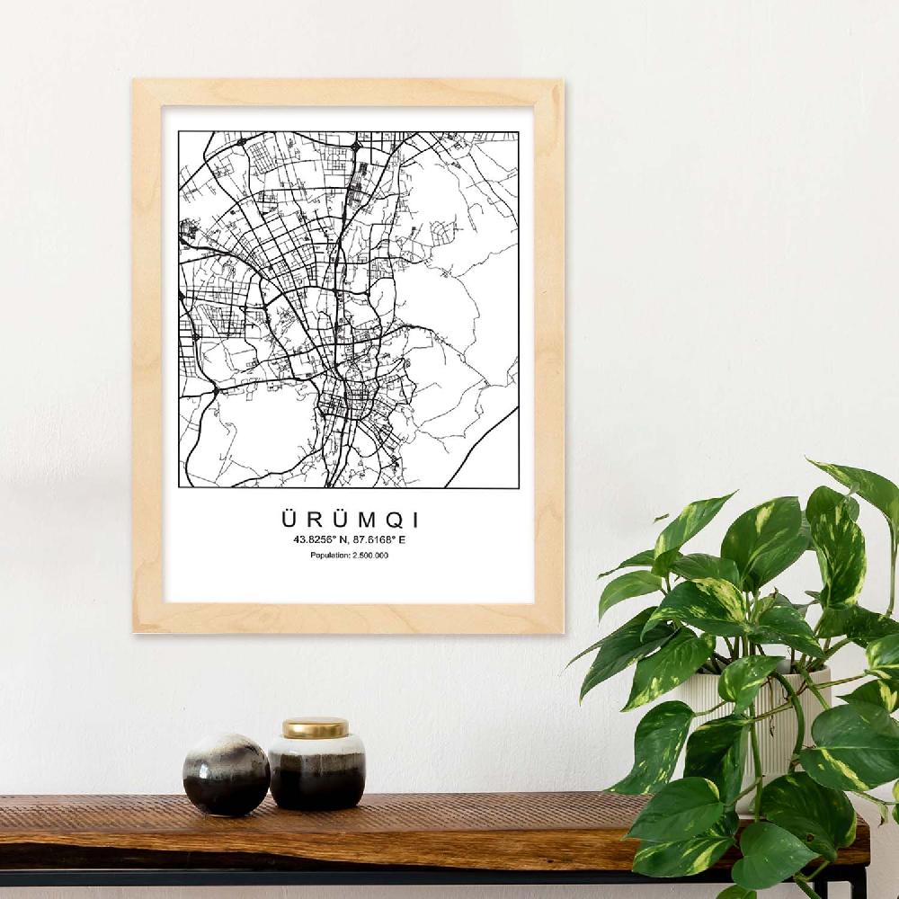Nacnic Lámina Mapa Estilo Nórdico De Urumqi