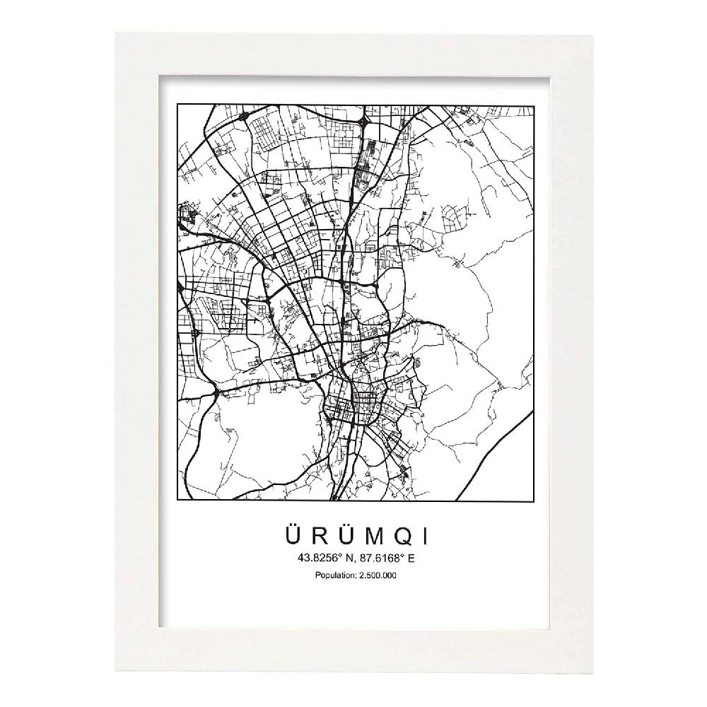 Nacnic Lámina Mapa Estilo Nórdico De Urumqi