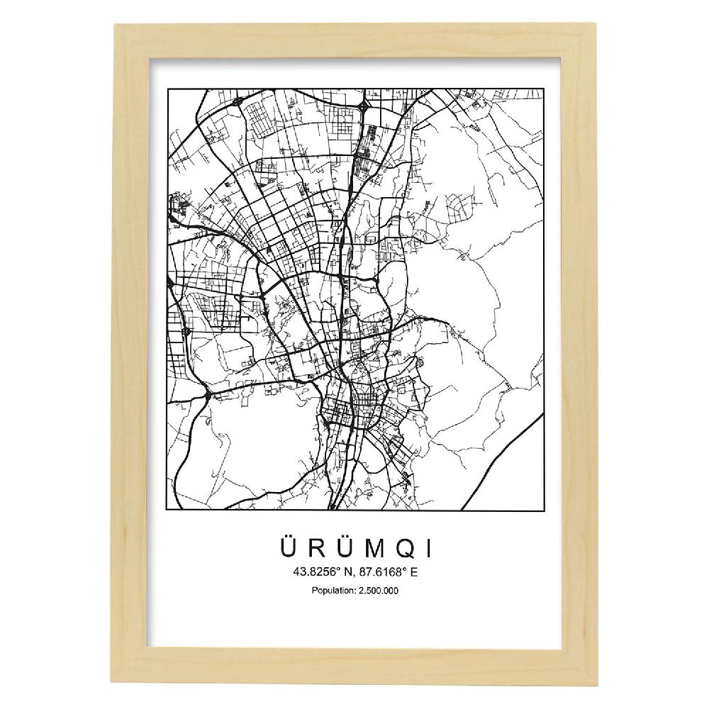 Nacnic Lámina Mapa Estilo Nórdico De Urumqi