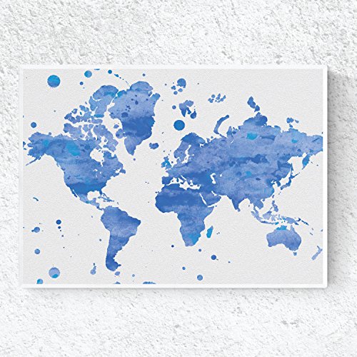 nacnic Lámina Mapamundi en Colores Azules