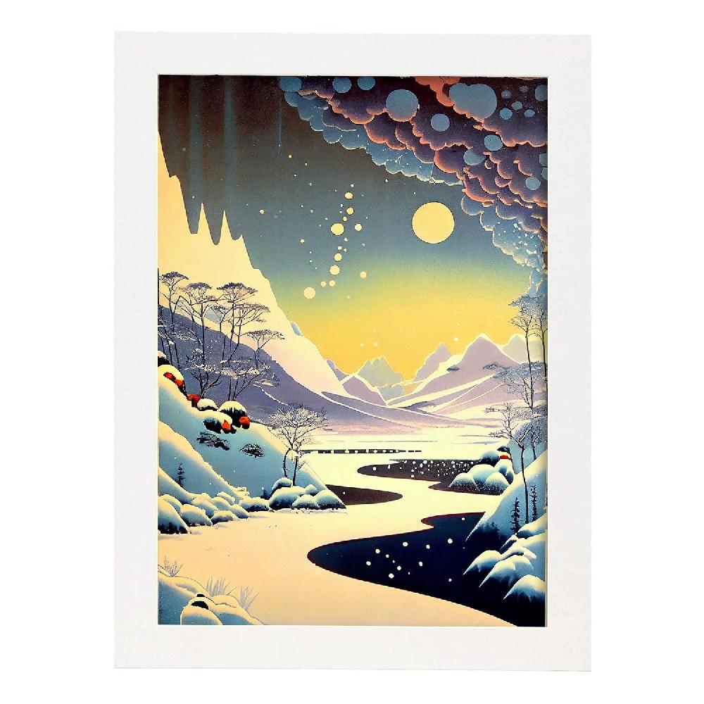 Nacnic Lámina Nacnic De Paisaje Nevado Con Niebla