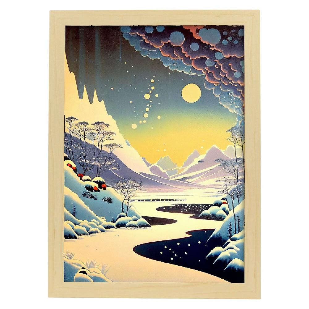 Nacnic Lámina Nacnic De Paisaje Nevado Con Niebla