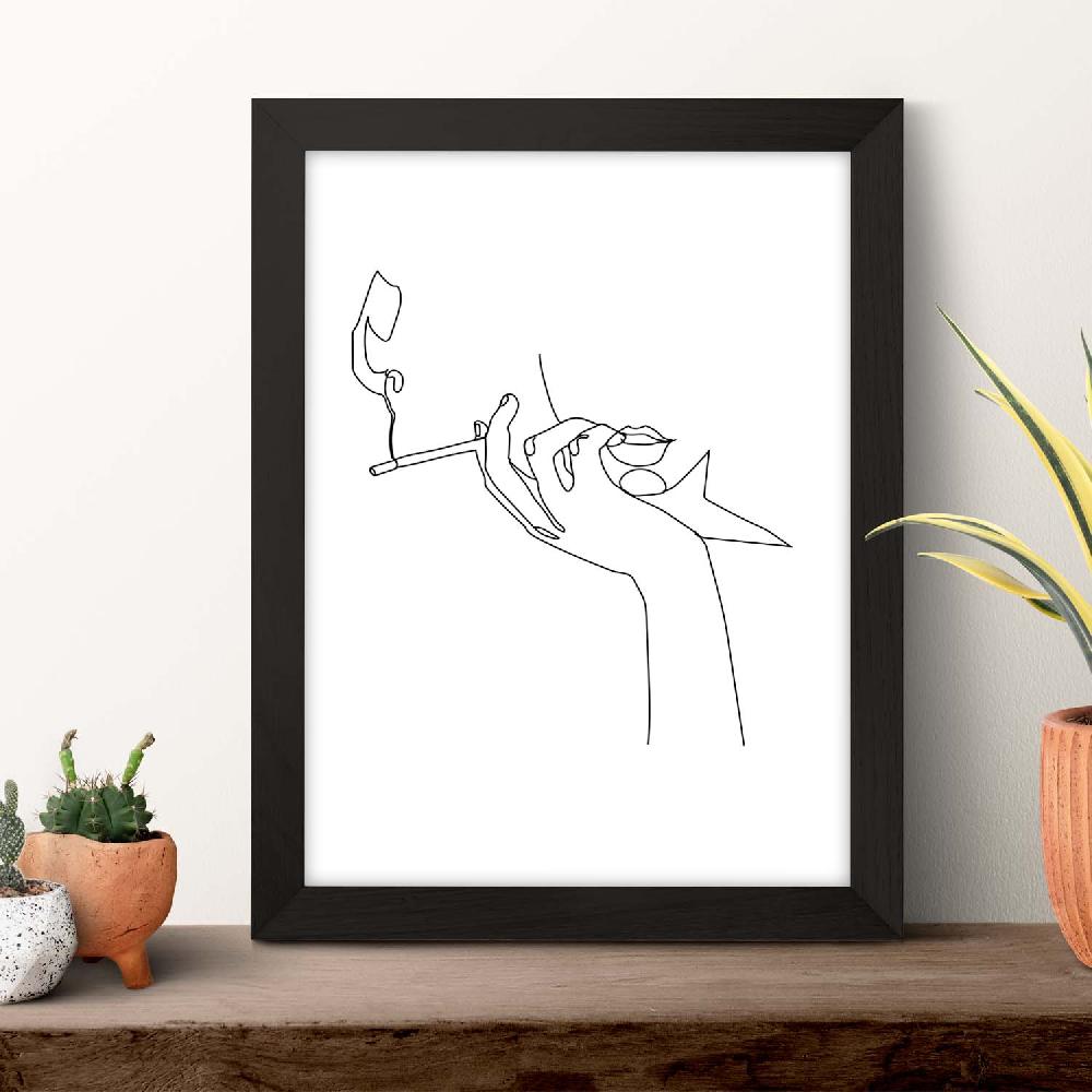 Nacnic Lámina Nordica De Mujer Fumando A Una Línea