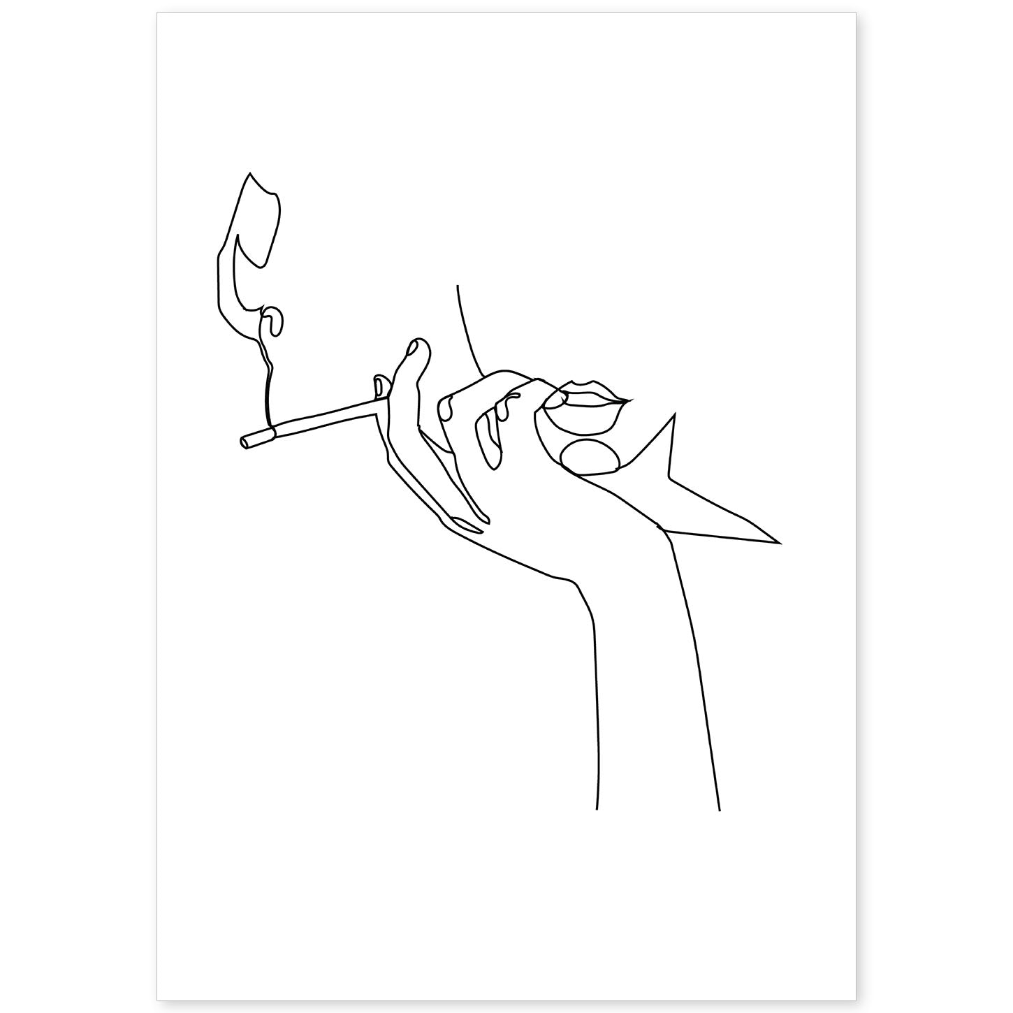 nacnic Lámina nordica de Mujer fumando a una línea