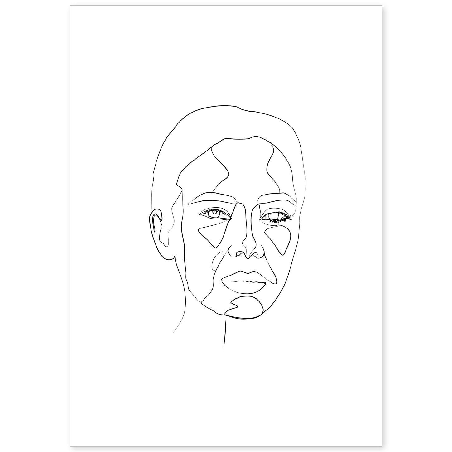 nacnic Lamina Nordica de Rostro Mujer a Una Linea