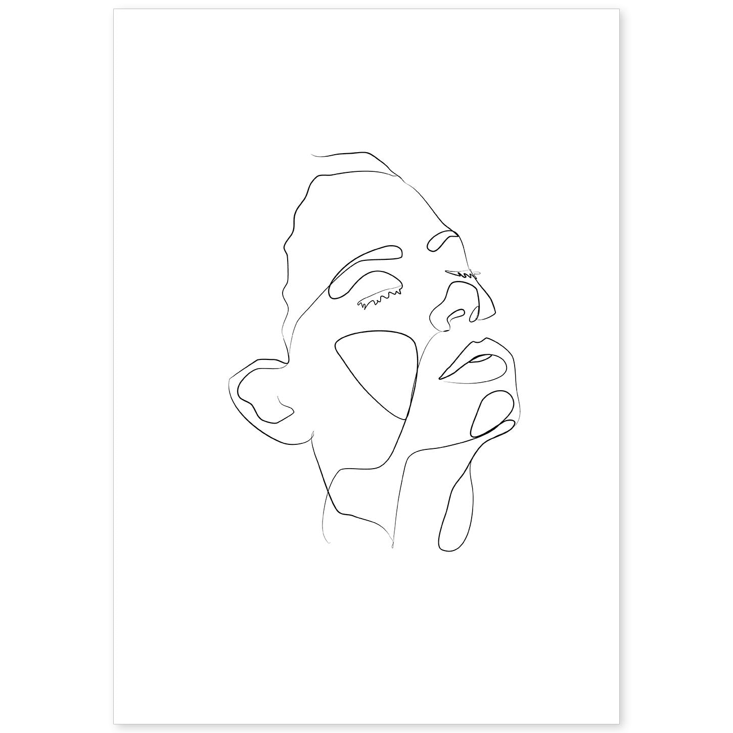 nacnic Lámina Nórdica de Rostro Mujer a una Línea