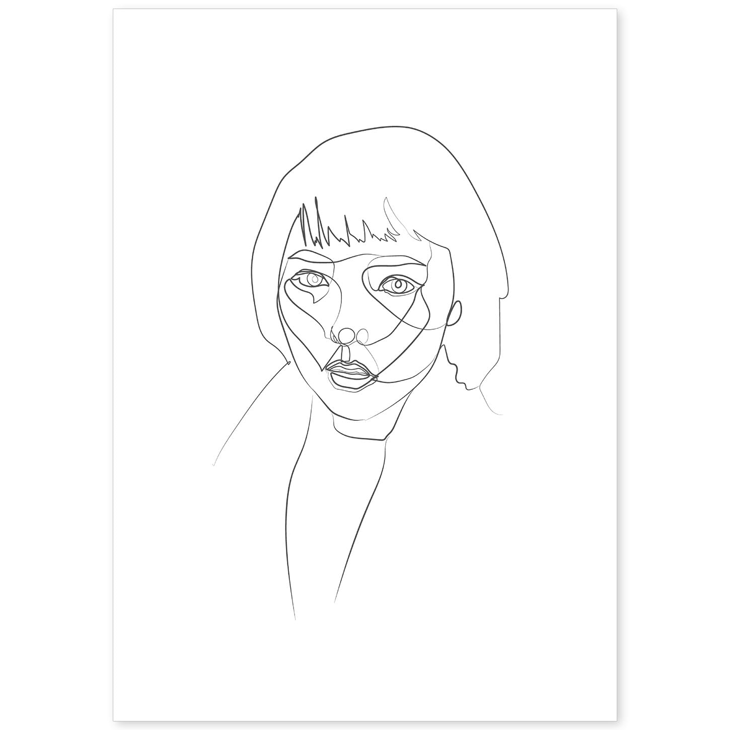 nacnic Lámina nordica de Rostro mujer a una línea