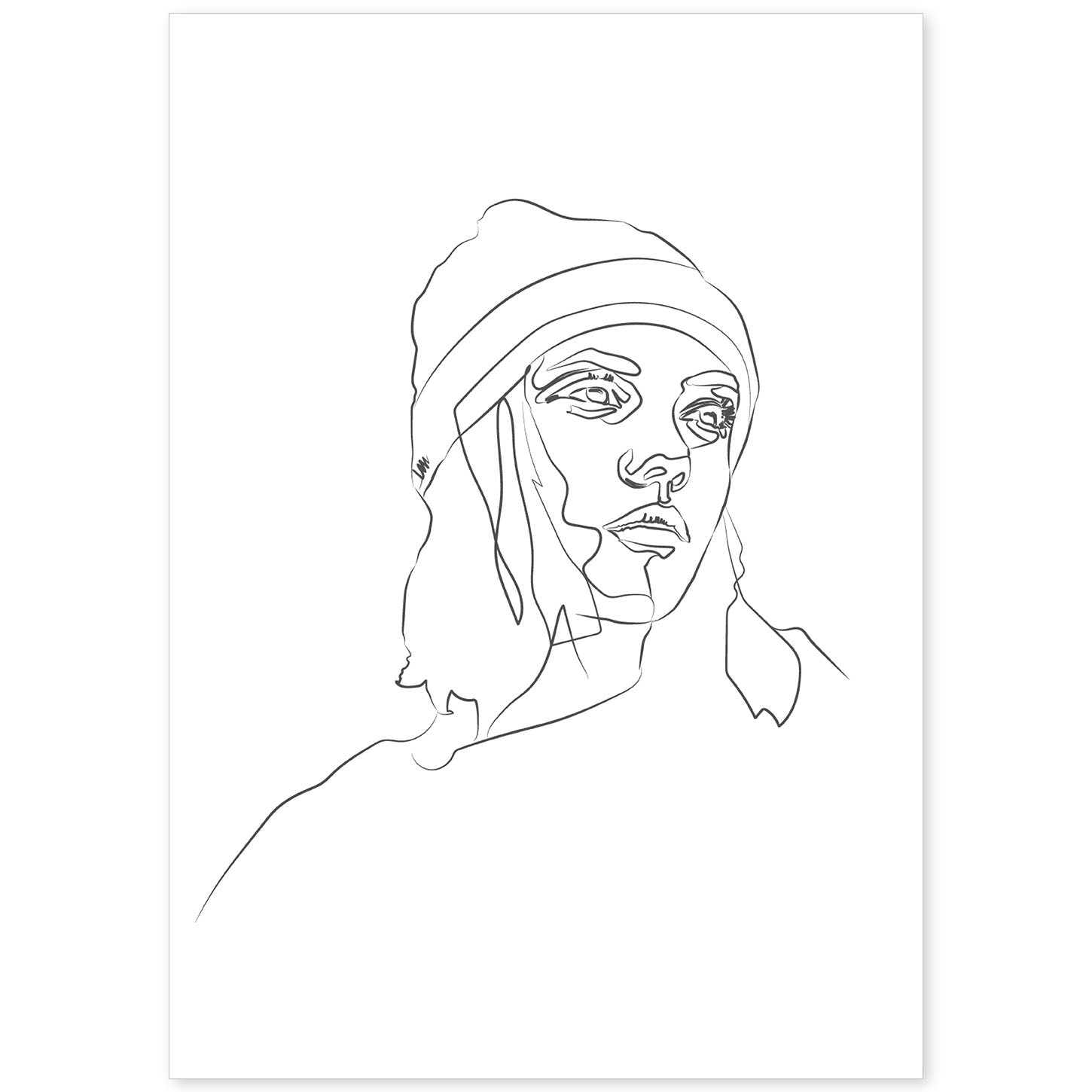 nacnic Lámina Nórdica de Rostro Mujer a una Línea