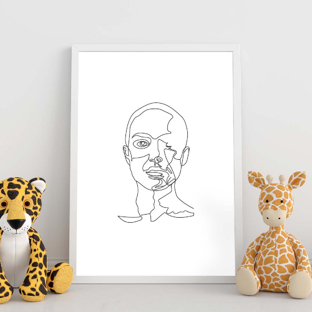 Nacnic Lámina Nordica De Rostro Mujer A Una Línea