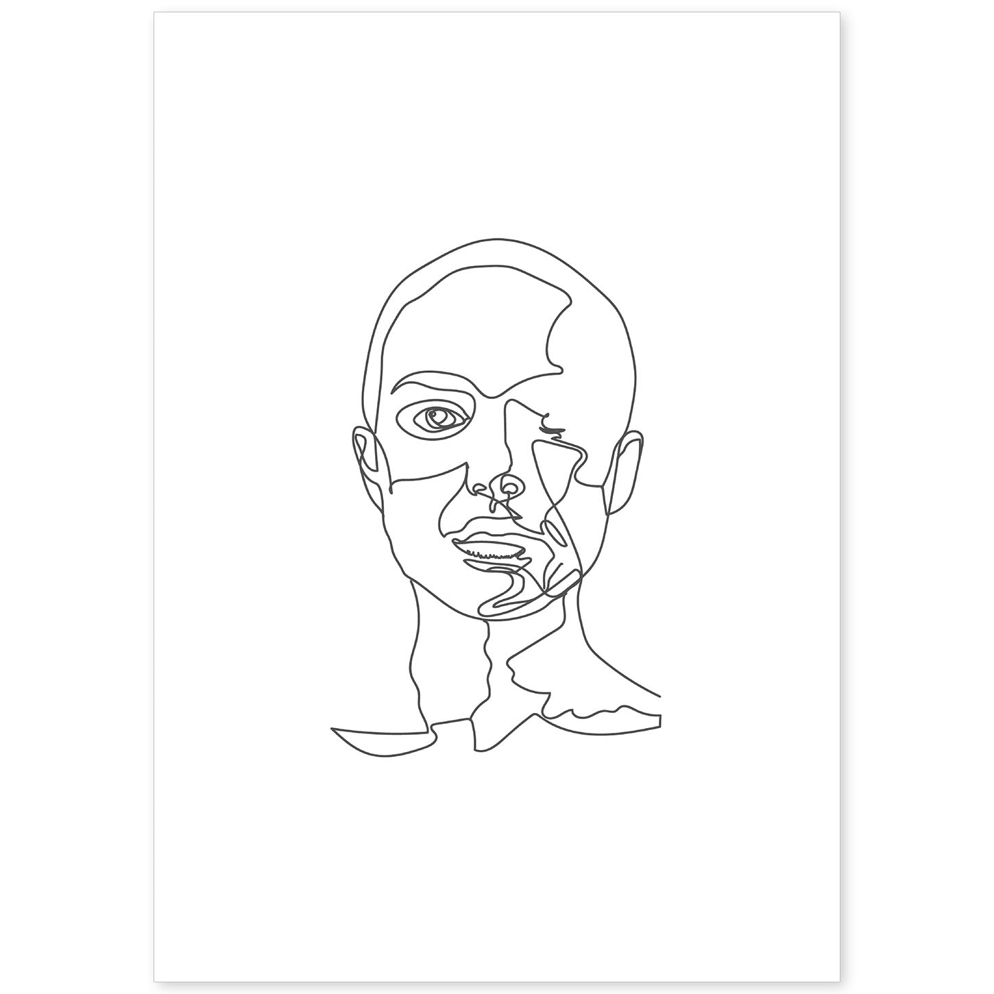 nacnic Lámina Nordica de Rostro Mujer a Una Línea