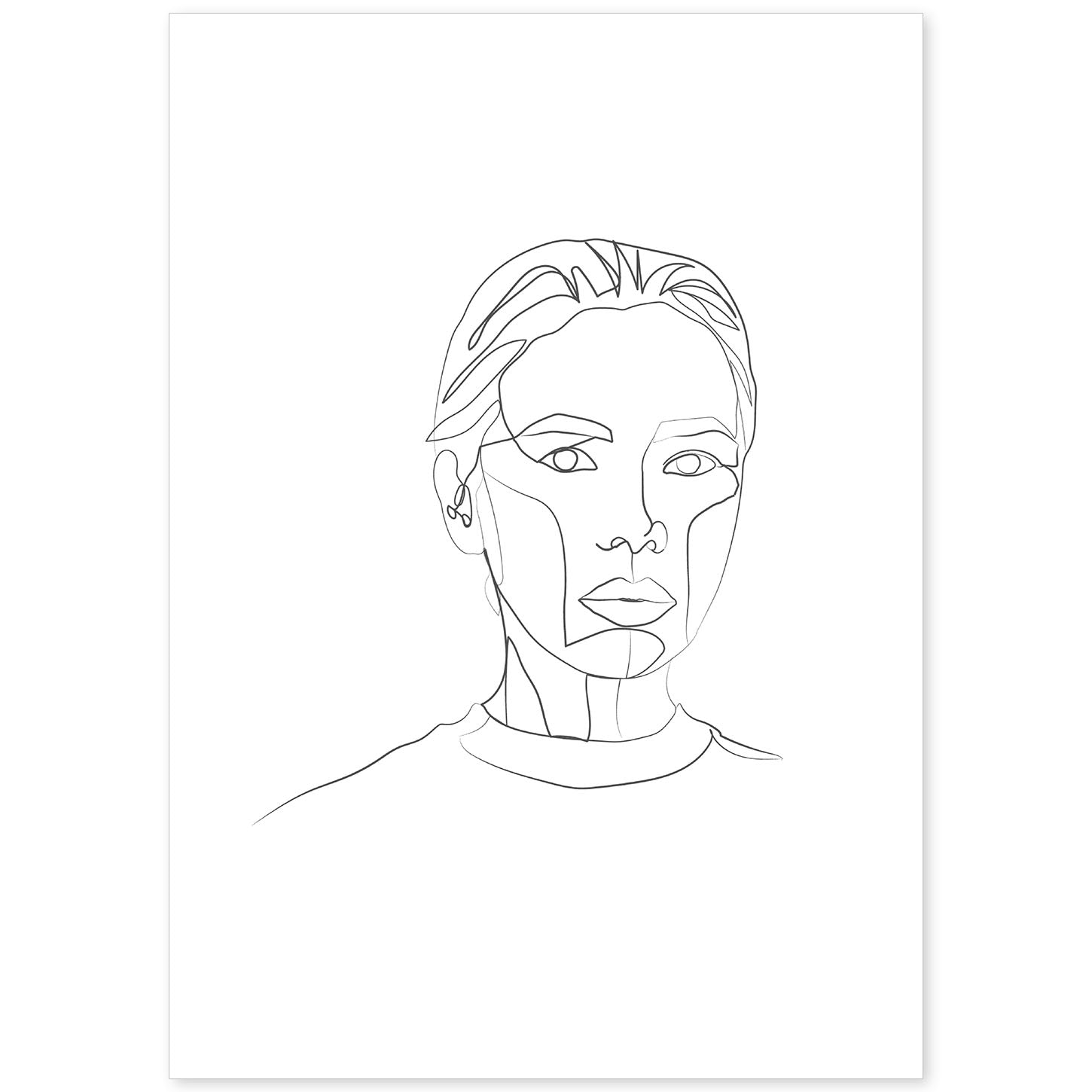 nacnic Lámina Nórdica de Rostro Mujer a una línea