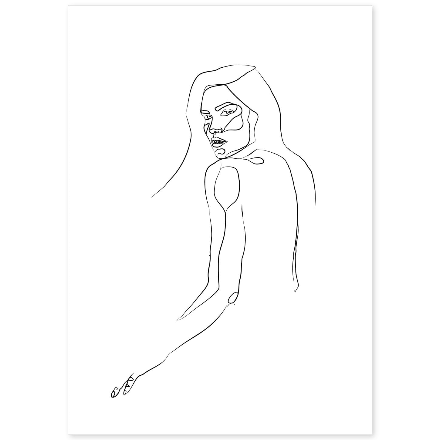 nacnic Lámina nórdica de rostro y espalda de mujer