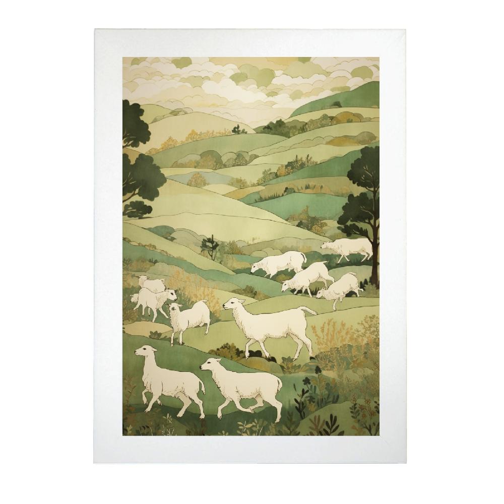 Nacnic Lámina Ovejas Y Corderos En Primavera