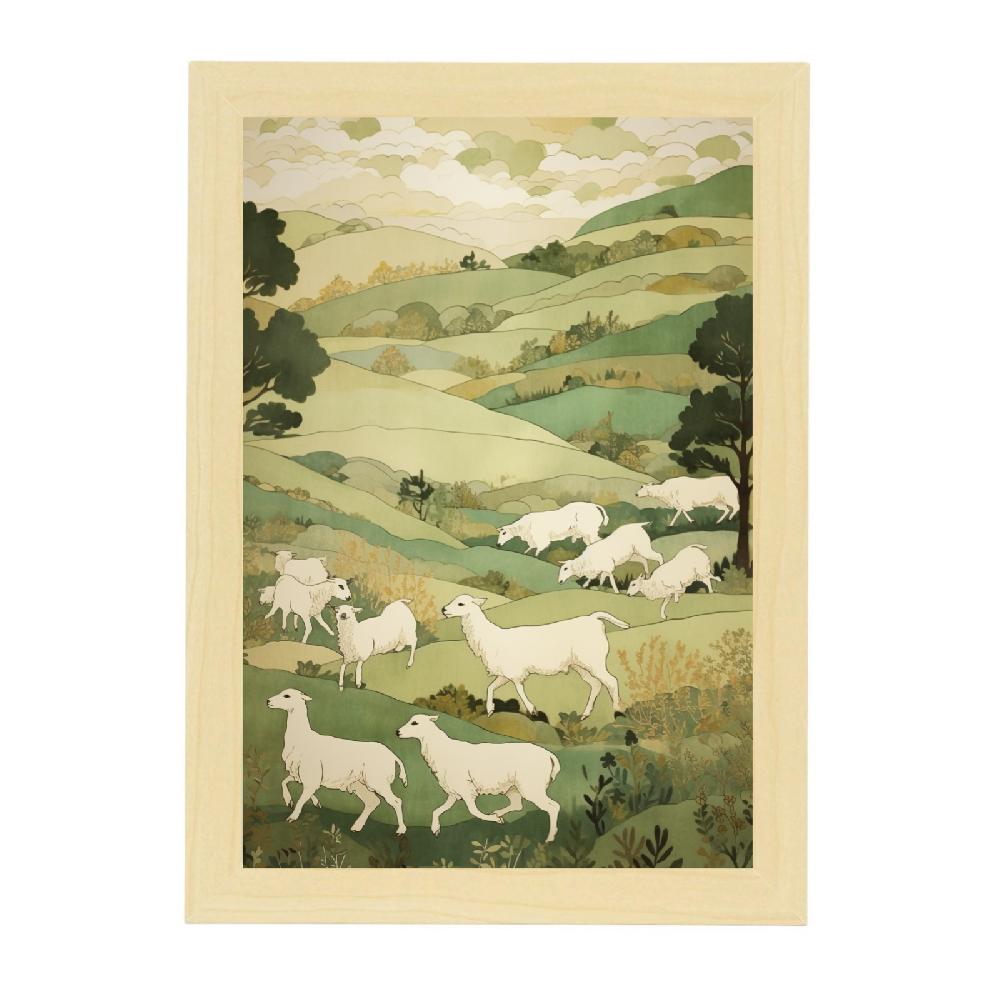 Nacnic Lámina Ovejas Y Corderos En Primavera