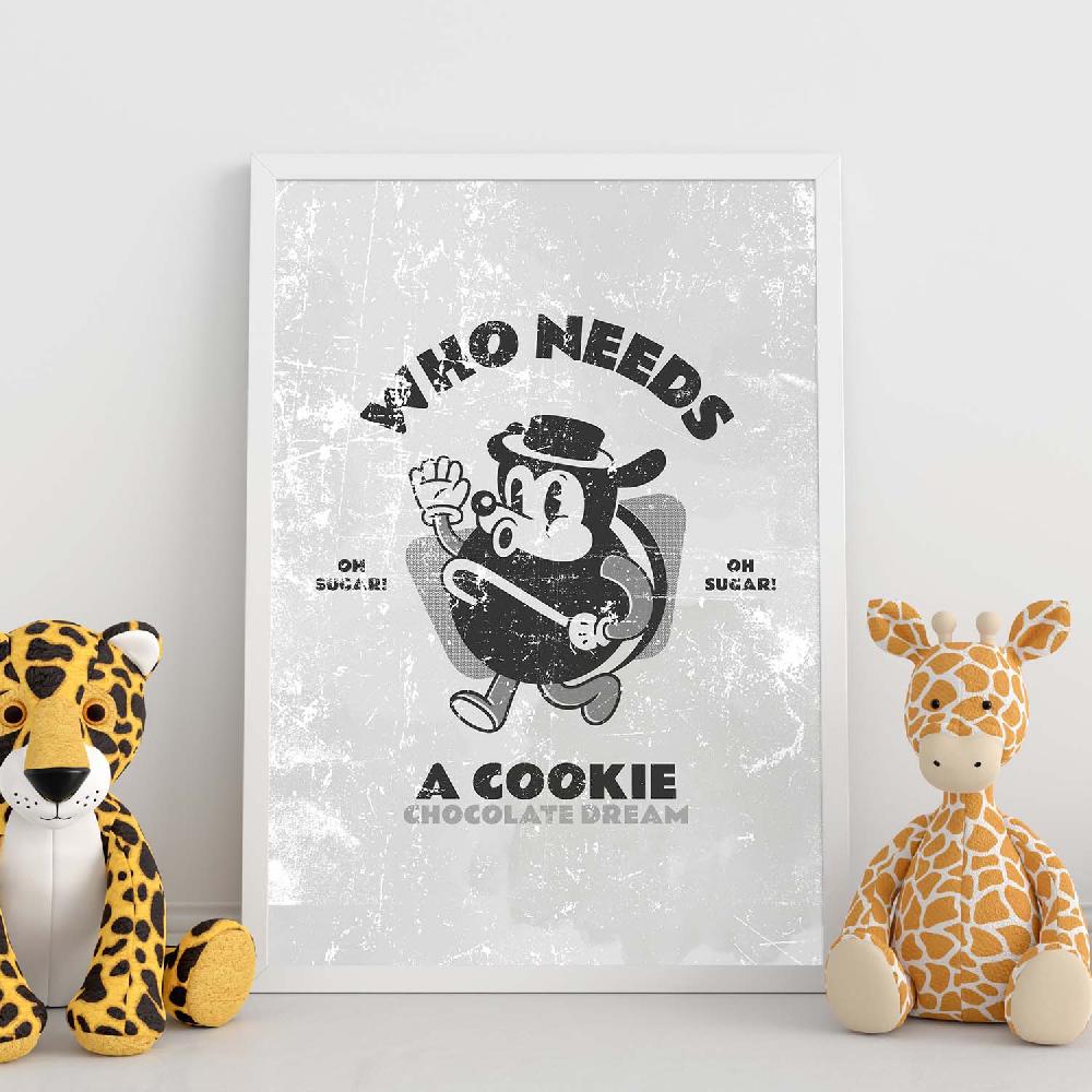 Nacnic Lámina Retro De Galleta En Tonos Grises