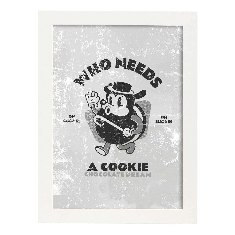Nacnic Lámina Retro De Galleta En Tonos Grises