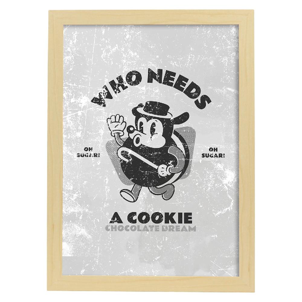 Nacnic Lámina Retro De Galleta En Tonos Grises