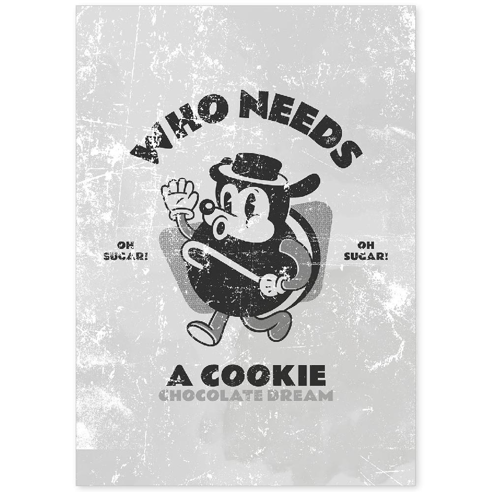 nacnic Lámina Retro de Galleta en Tonos Grises