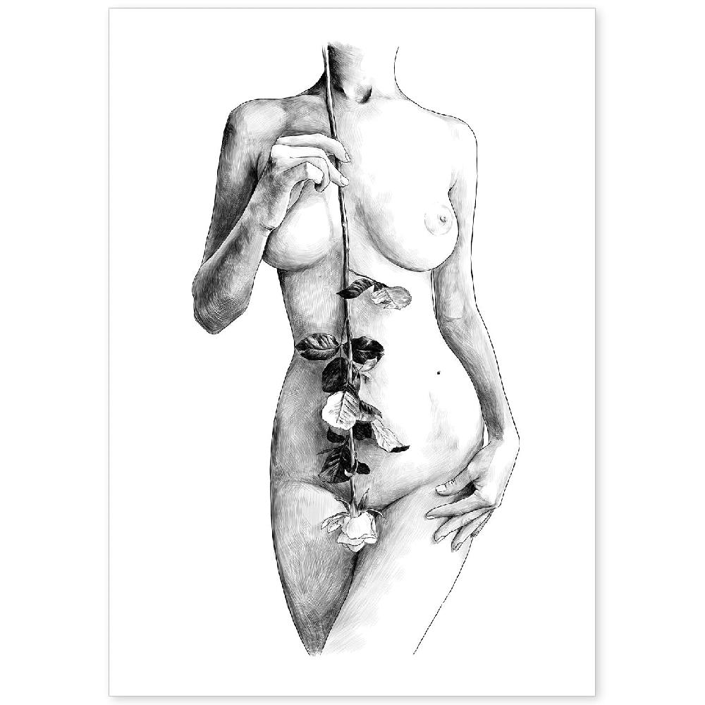 nacnic Lámina Sensual de Pecho con Flores