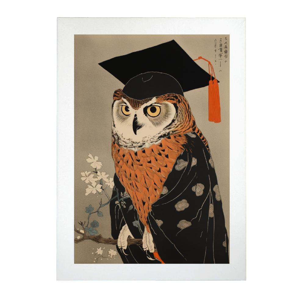Nacnic Lámina Ukiyo-e Lechuza Sabia Graduada