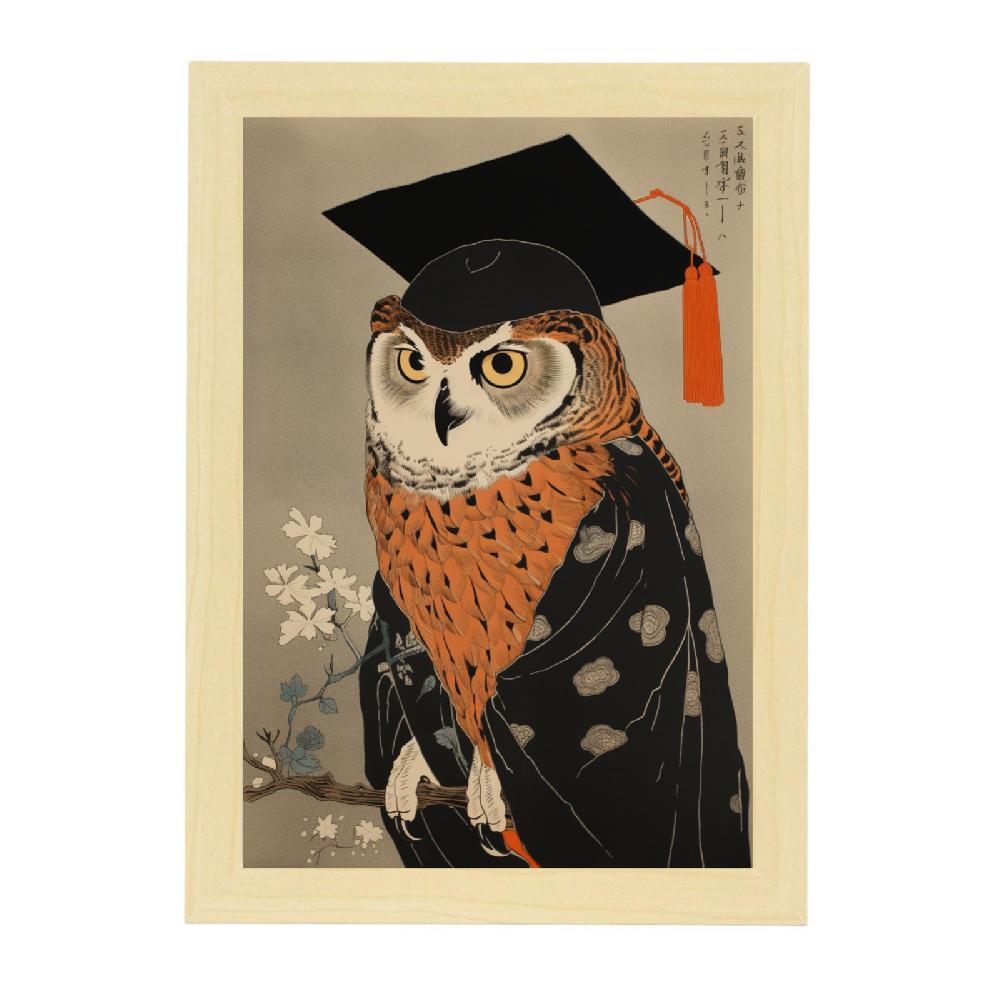 Nacnic Lámina Ukiyo-e Lechuza Sabia Graduada