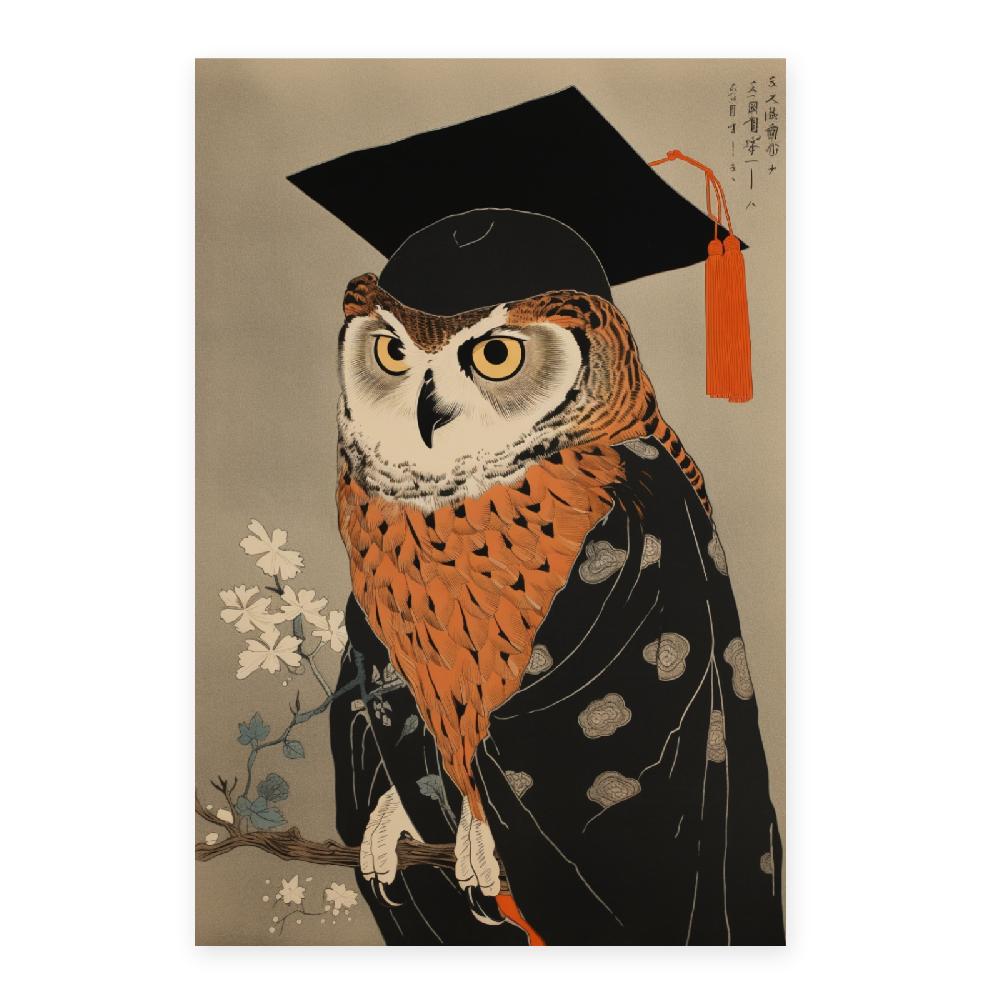 Nacnic Lámina Ukiyo-e Lechuza Sabia Graduada