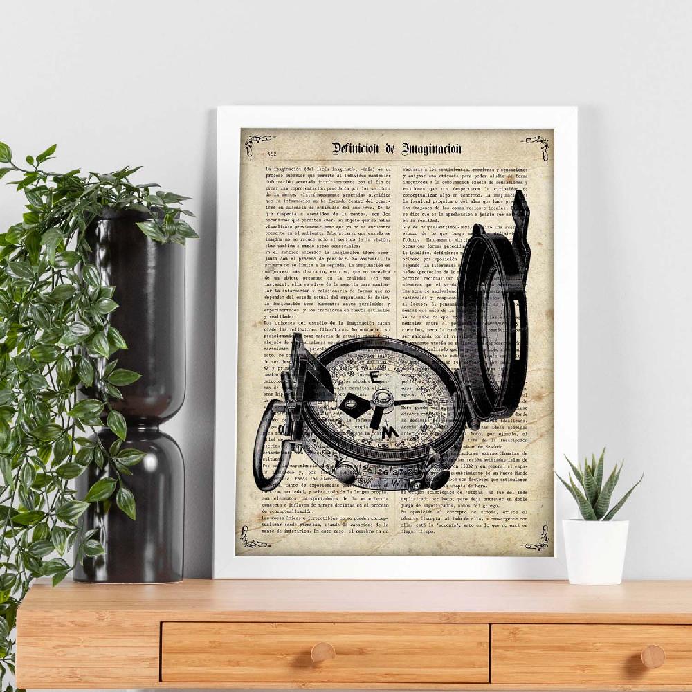 Nacnic Lámina Vintage De Brújula Con Definiciones