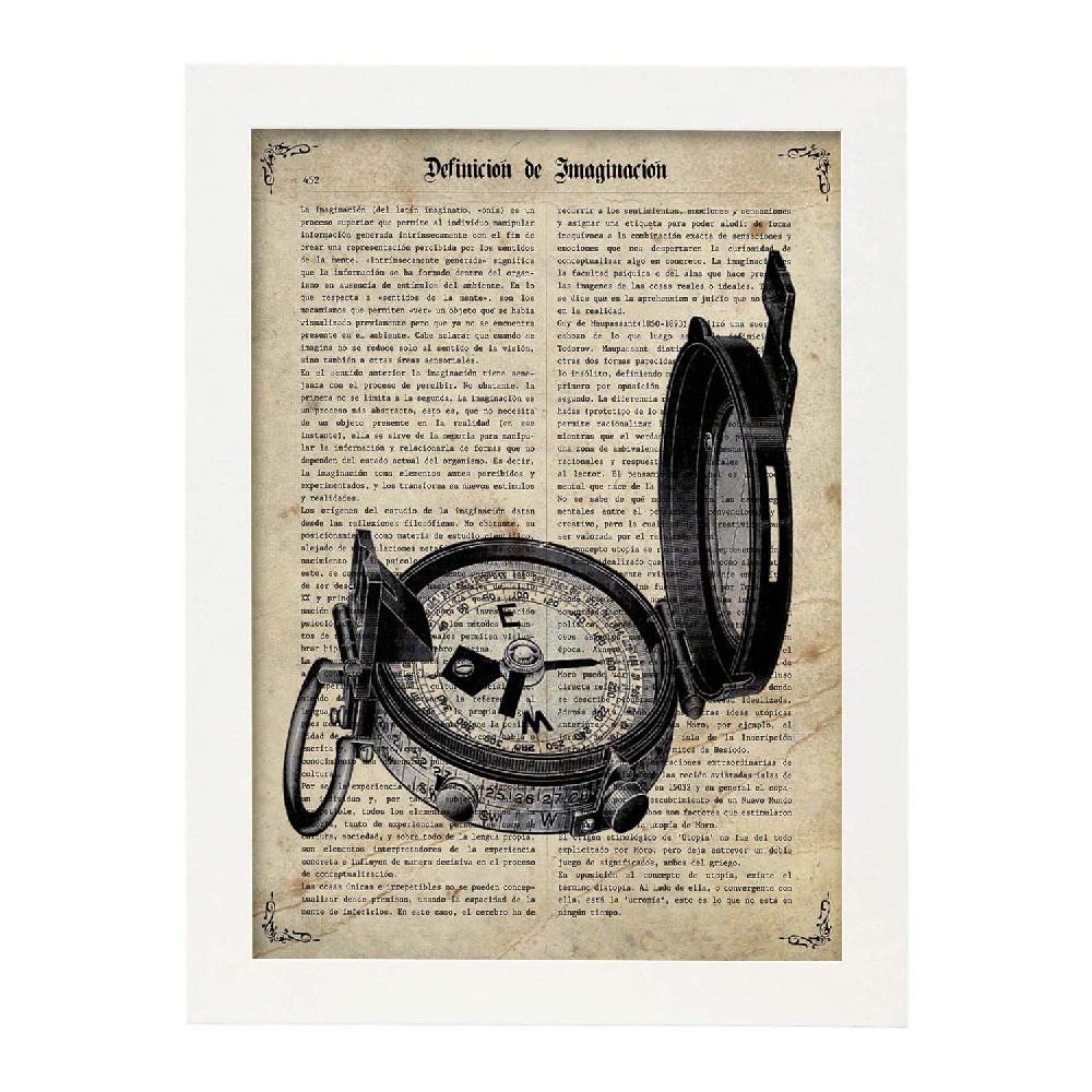 Nacnic Lámina Vintage De Brújula Con Definiciones