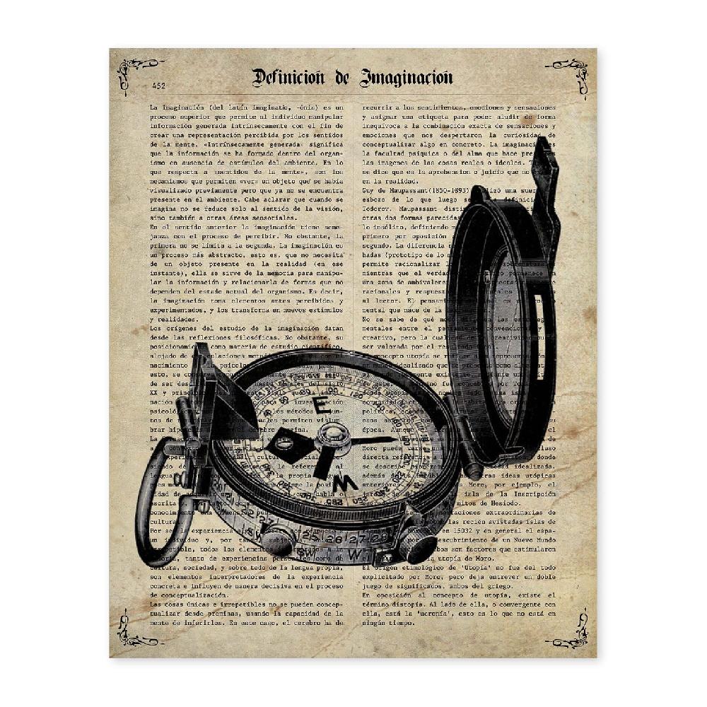 nacnic Lámina Vintage de Brújula con Definiciones