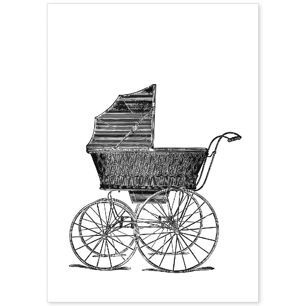 nacnic Lámina Vintage de Carrito de Bebe