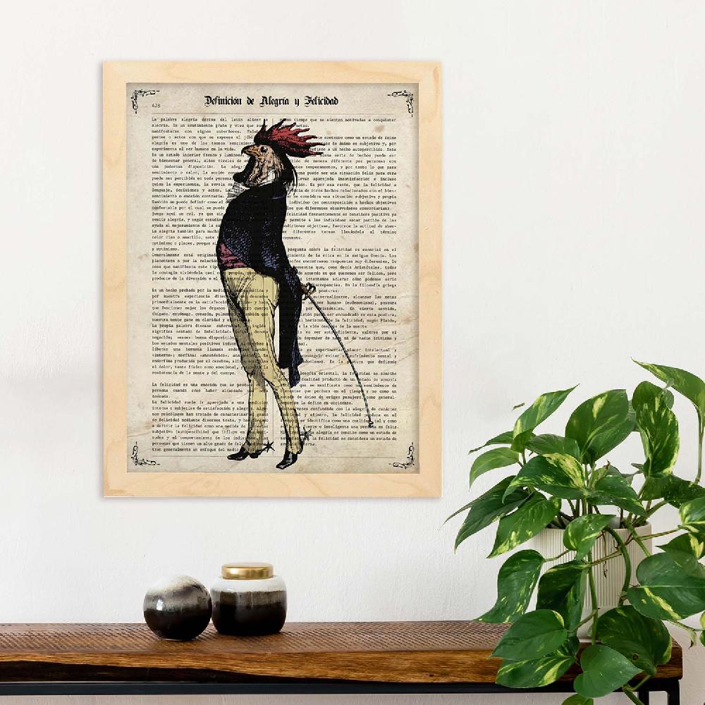 Nacnic Lámina Vintage De Gallo Con Textos