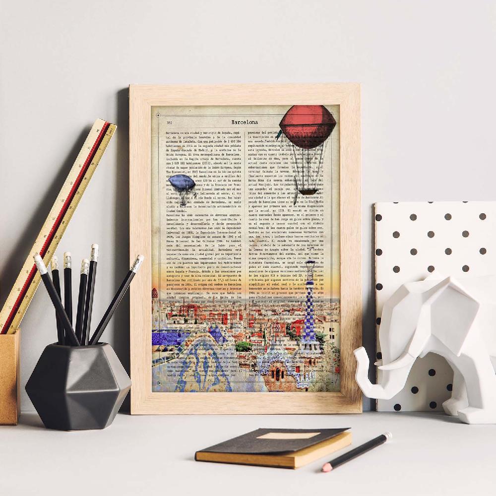 Nacnic Lámina Vintage De La Ciudad De Barcelona