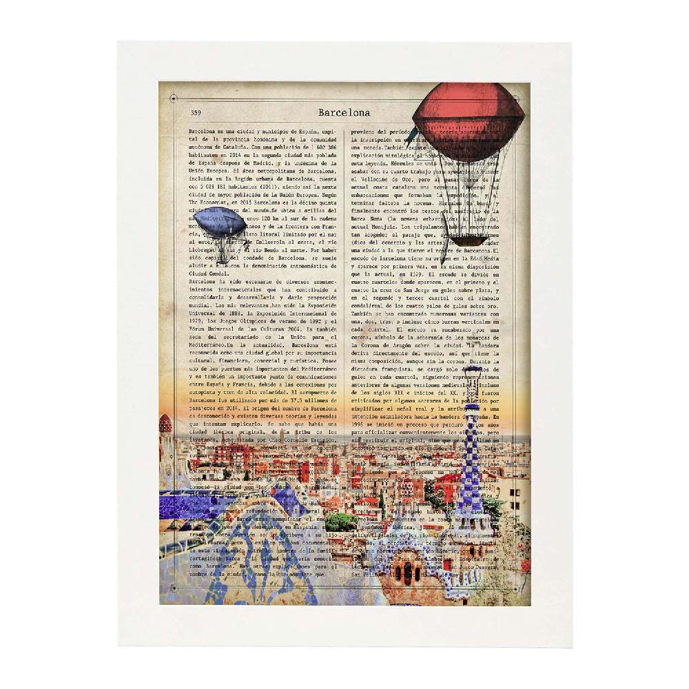 Nacnic Lámina Vintage De La Ciudad De Barcelona