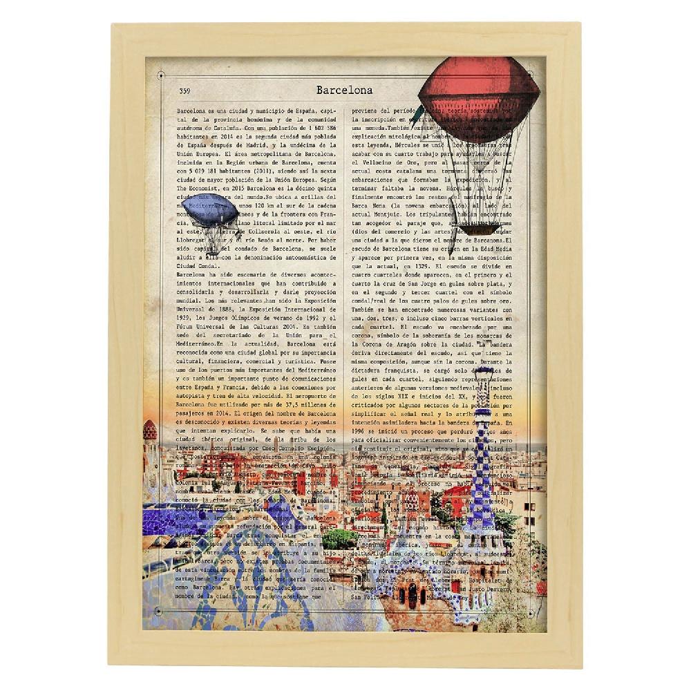 Nacnic Lámina Vintage De La Ciudad De Barcelona