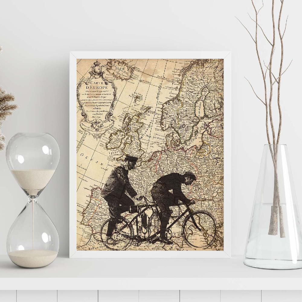 Nacnic Lámina Vintage De Mapa Europa En Tandem