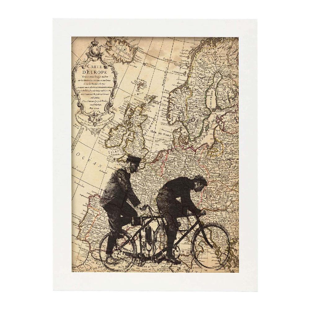 Nacnic Lámina Vintage De Mapa Europa En Tandem