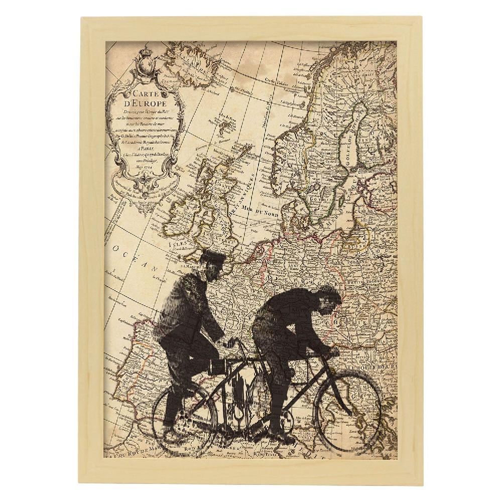 Nacnic Lámina Vintage De Mapa Europa En Tandem