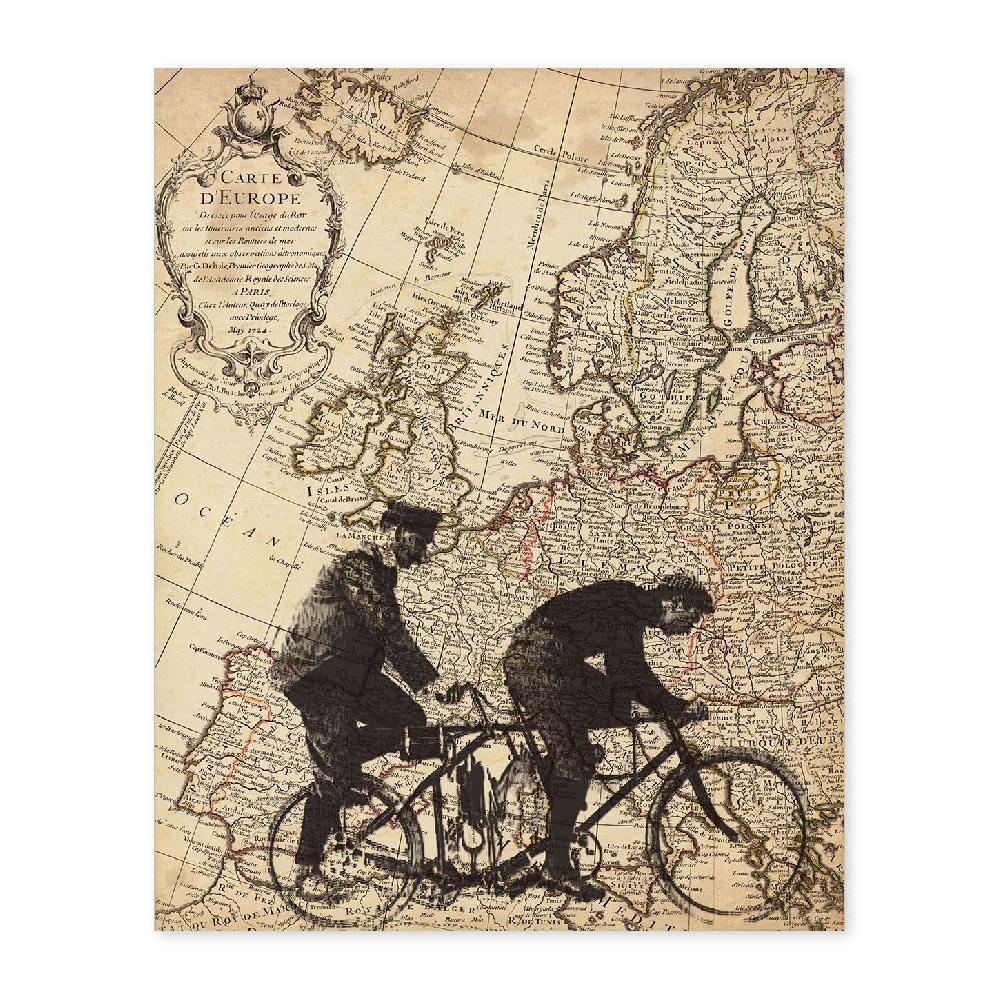 nacnic Lámina Vintage de Mapa Europa en Tandem