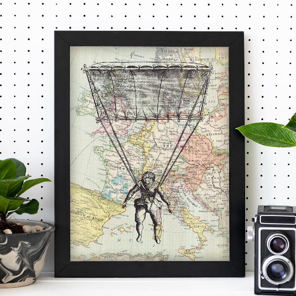 Nacnic Lámina Vintage De Mapa Volando Sobre Europa