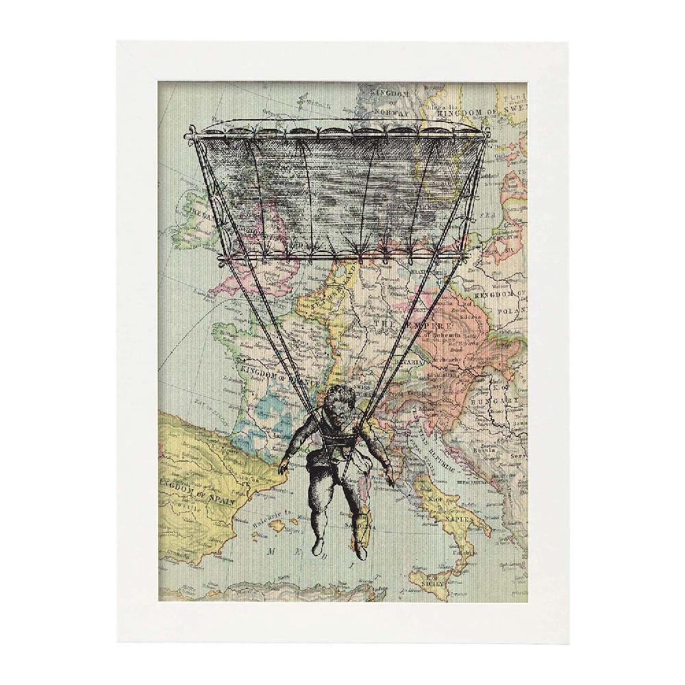 Nacnic Lámina Vintage De Mapa Volando Sobre Europa