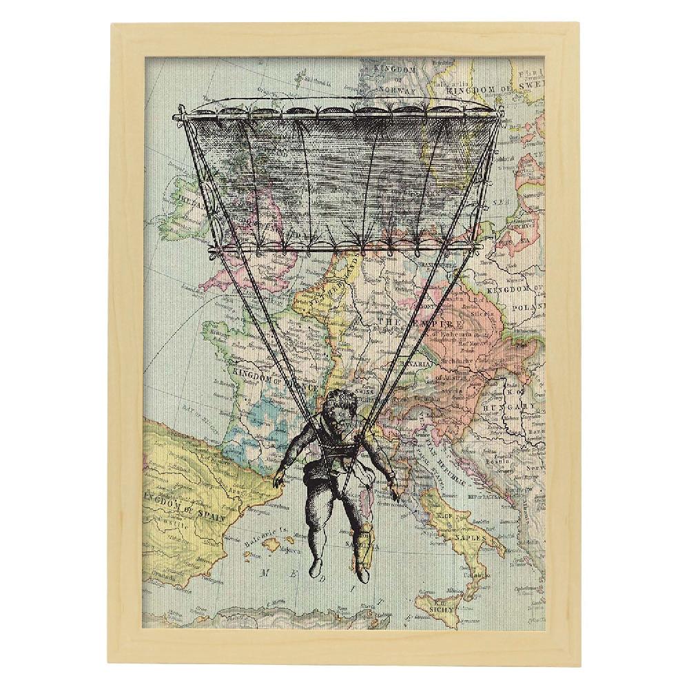 Nacnic Lámina Vintage De Mapa Volando Sobre Europa